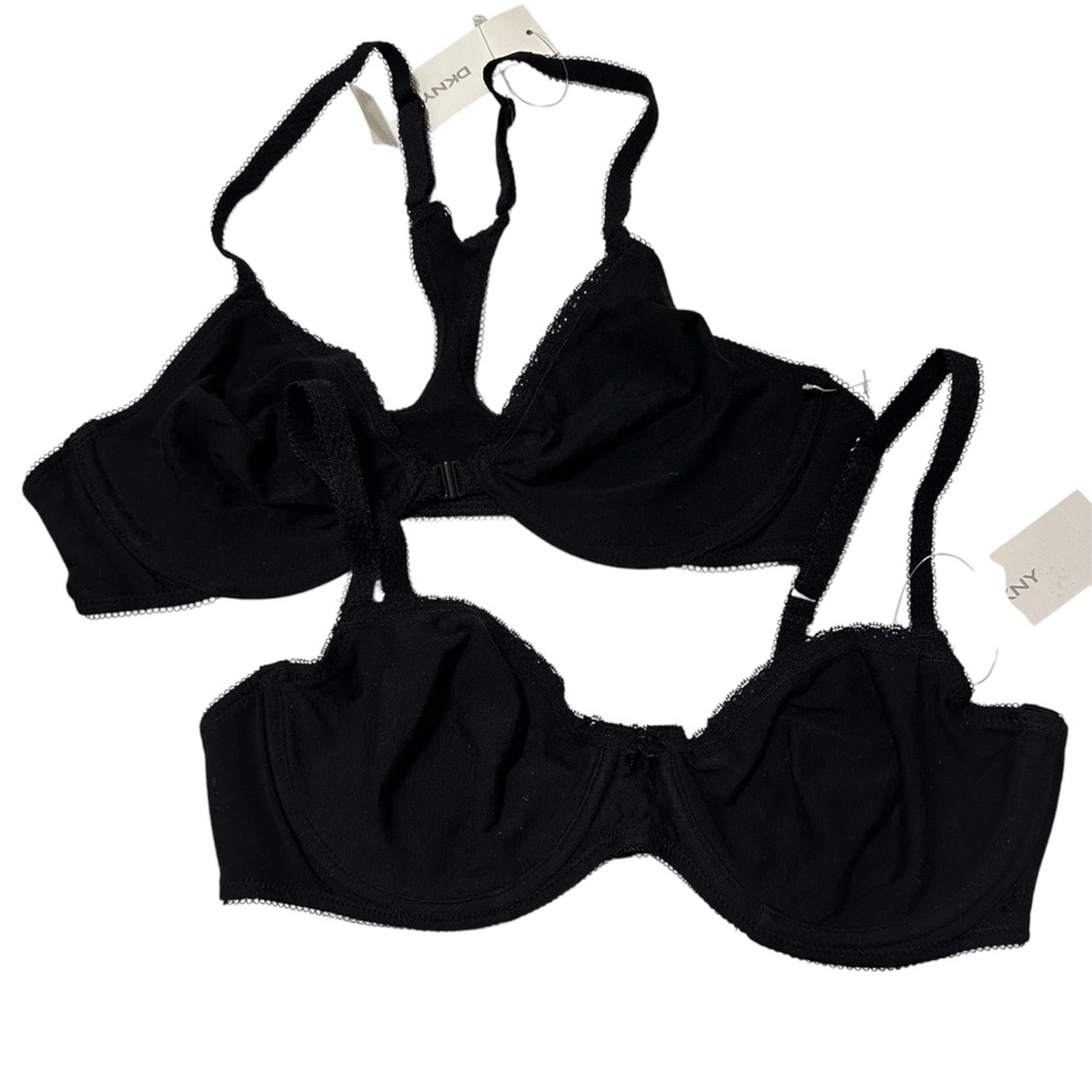 DKNY NWT Black Underwire Cotton Bra Bundle SZ 36B